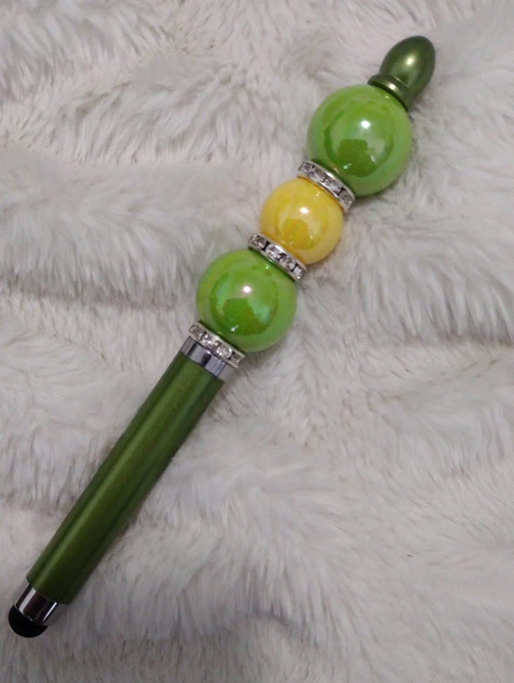 Green & Yellow Beaded Stylus Pen - Home Office